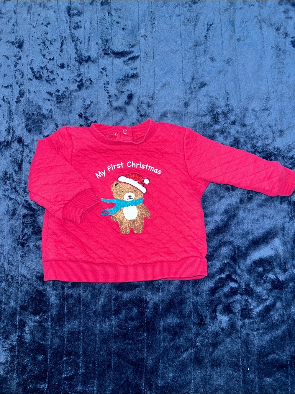 Little Me Red Quilted 'My First Christmas' Bear Sweatshirt